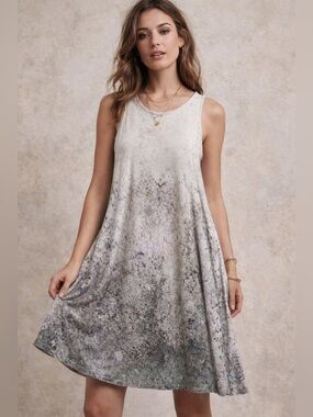 Suki + Solaine Abstract Mineral Wash Swing Dress Size S Made in USA